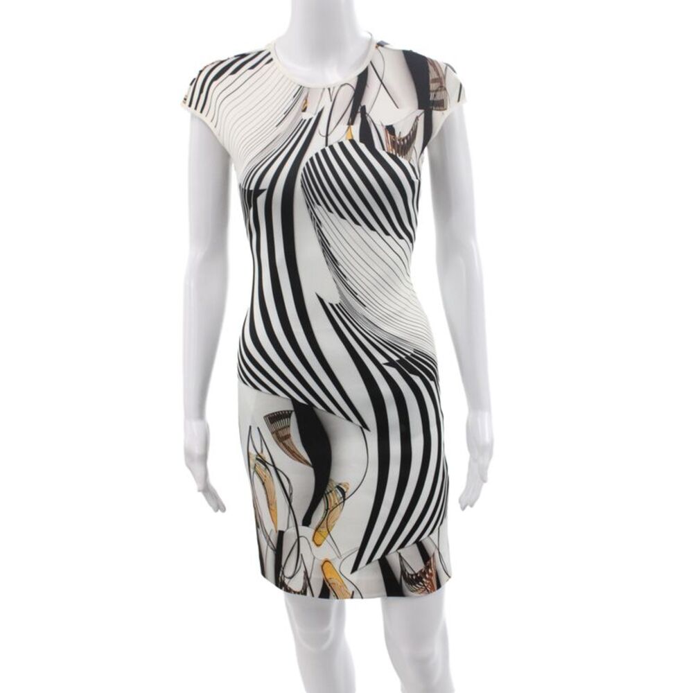 Clover Canyon Women Sheath Dress Black Geometric Short Sleeve Size XS